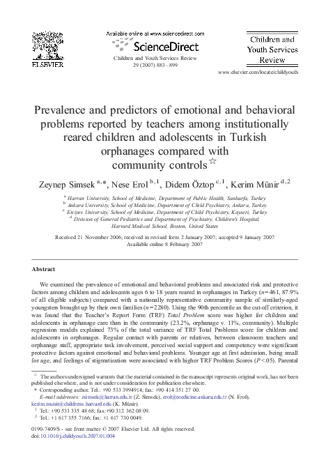 (PDF) Prevalence and predictors of emotional and behavioral problems ...