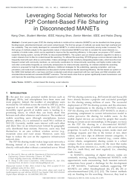 (PDF) Leveraging Social Networks for P2P Content-Based File Sharing in ...