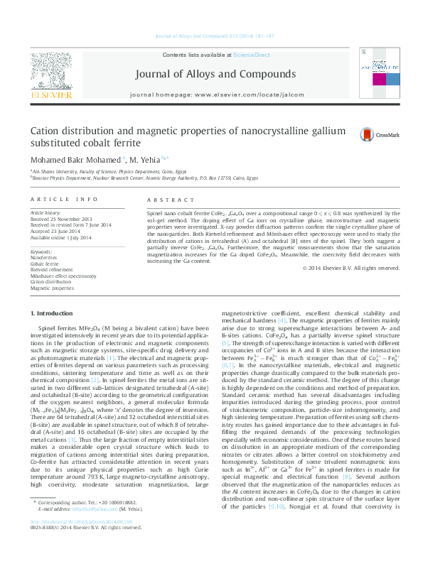 (PDF) Cation distribution and magnetic properties of Zn doped NiFe 2 O ...