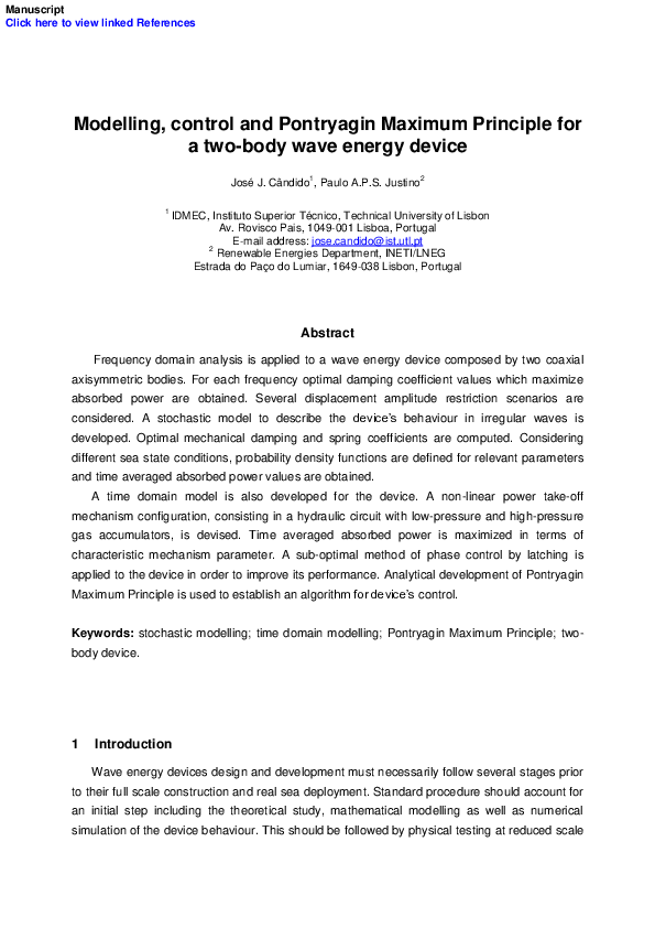 (PDF) Modelling, control and Pontryagin Maximum Principle for a two ...