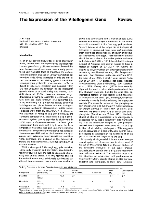 (PDF) The expression of the vitellogenin gene