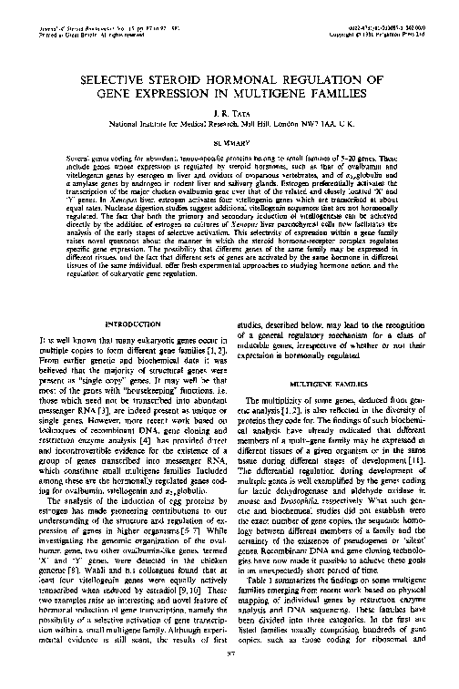 (PDF) Selective steroid hormonal regulation of gene expression in ...