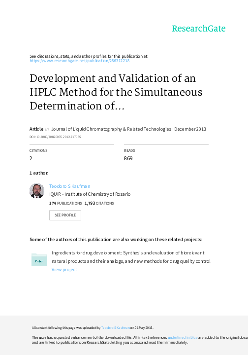 (PDF) Development and validation of a HPLC method for standardization ...