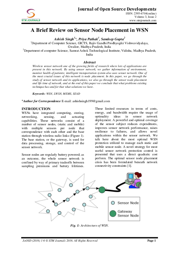 (PDF) Journal of Open Source Developments A Brief Review on Sensor Node ...