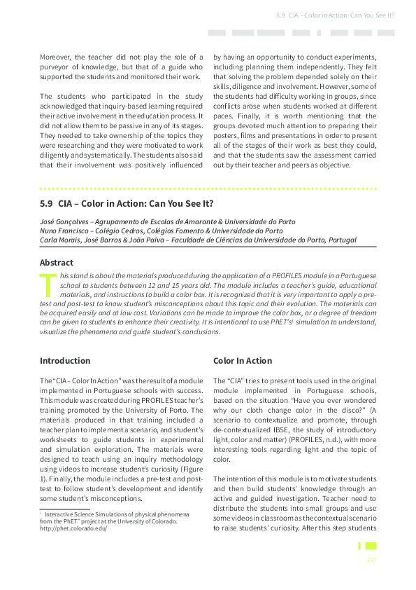 (PDF) CIA – Color in action: can you see it?