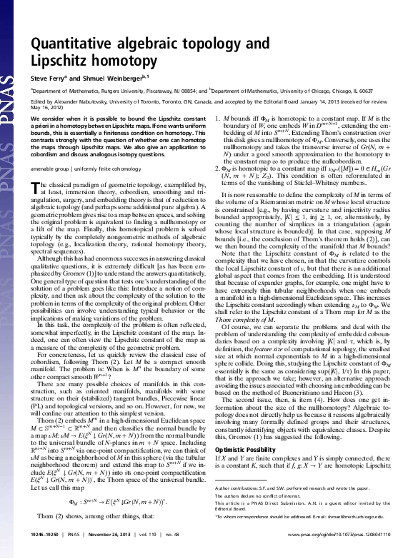 (PDF) Quantitative algebraic topology and Lipschitz homotopy