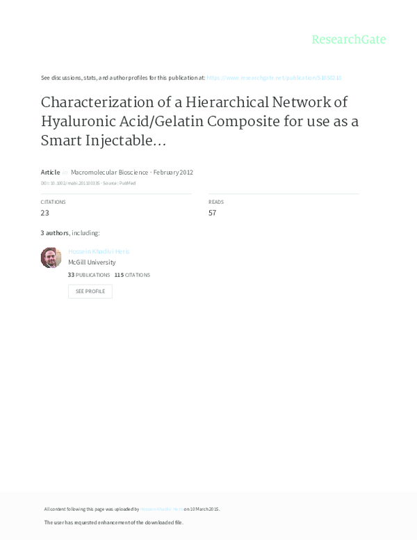 (PDF) Characterization of a Hierarchical Network of Hyaluronic Acid ...