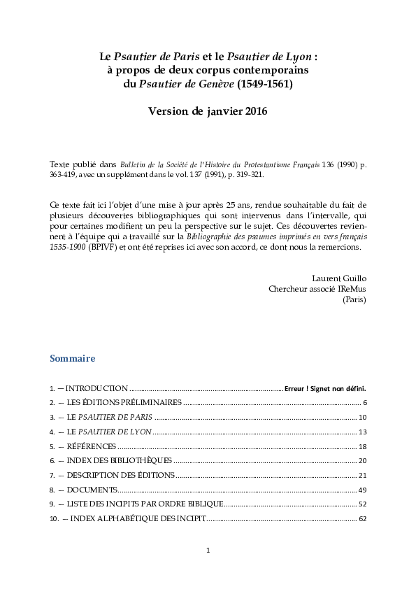 (PDF) Le Psautier de Paris et le Psautier de Lyon à propos de deux