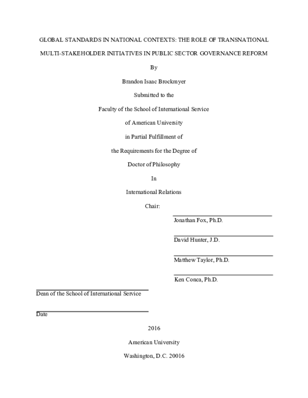 Pdf Global Standards In National Contexts The Role Of