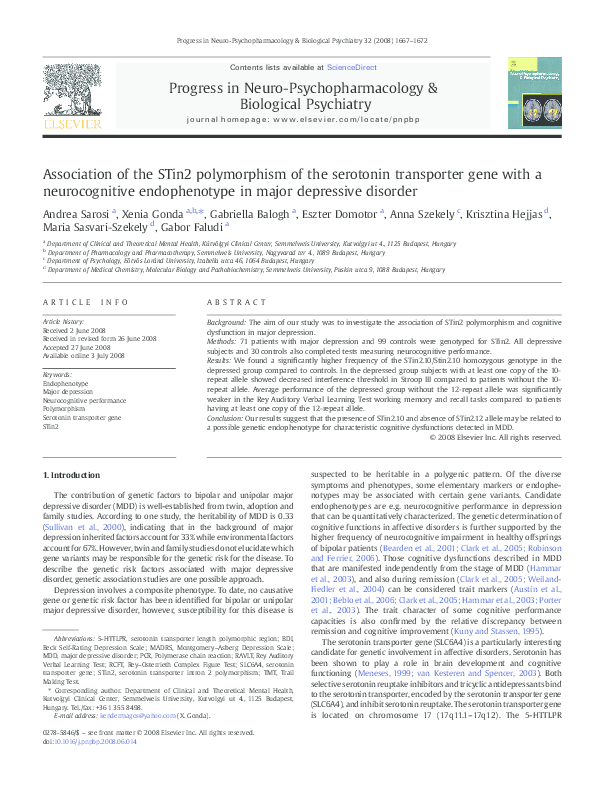 (PDF) Association of the STin2 polymorphism of the serotonin ...