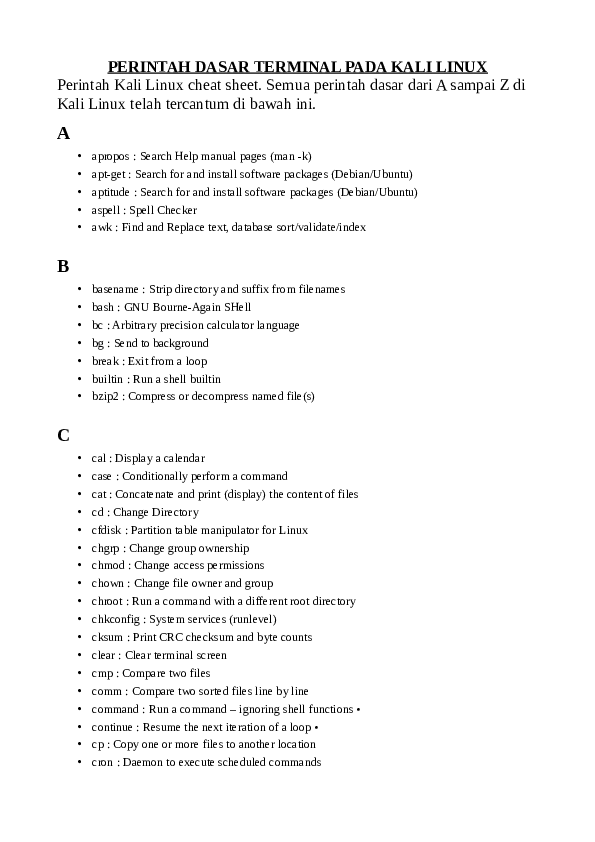 (PDF) Perintah Dasar Terminal Pada Kali Linux | beo gio - Academia.edu