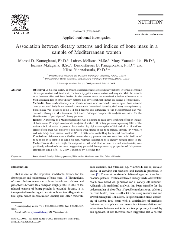 (PDF) Association between dietary patterns and indices of bone mass in ...