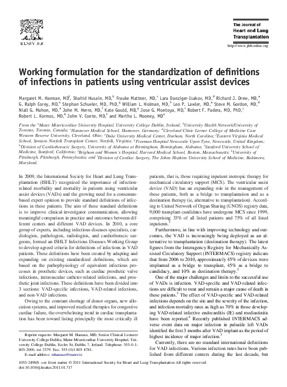 (PDF) Working formulation for the standardization of definitions of ...