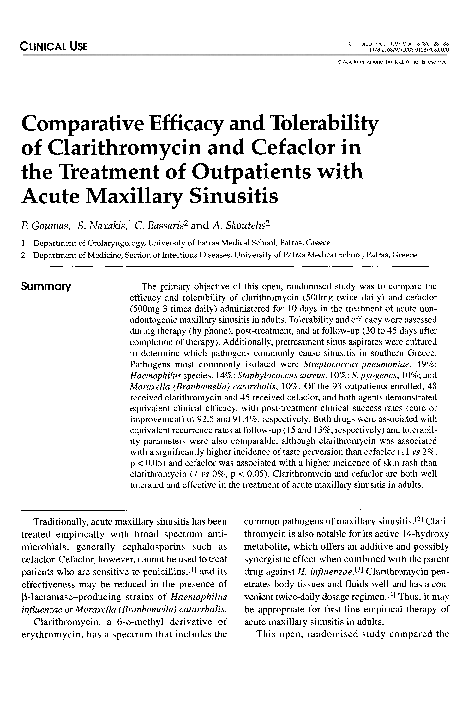 (PDF) Comparative Efficacy and Tolerability of Clarithromycin and ...