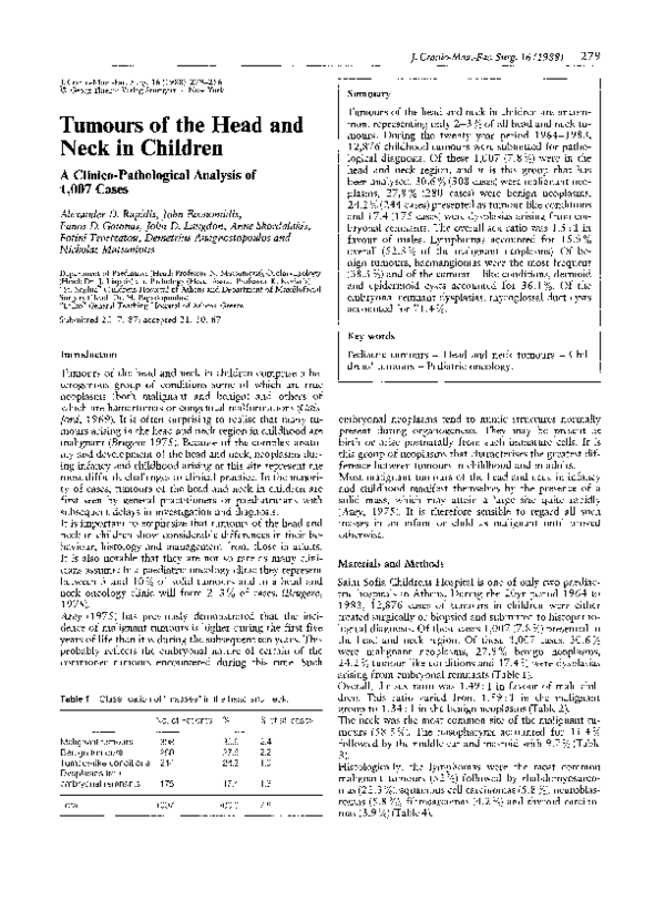 (PDF) Tumours of the head and neck in children | P. Goumas - Academia.edu