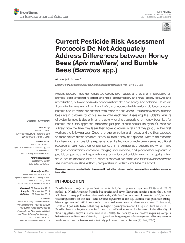 (PDF) Current Pesticide Risk Assessment Protocols Do Not Adequately ...