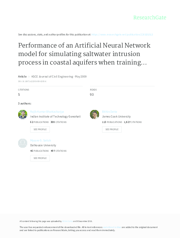 (PDF) Performance of an artificial neural network model for simulating ...