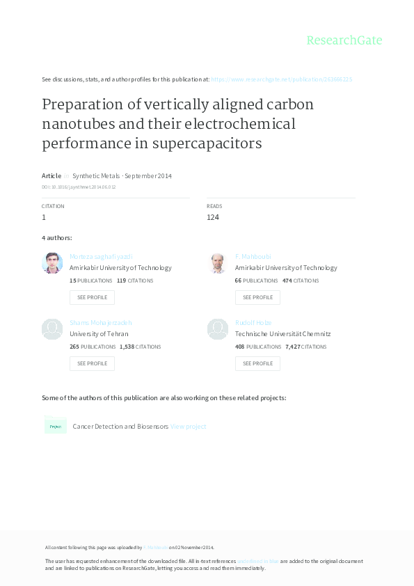 (PDF) Preparation of vertically aligned carbon nanotubes and their ...