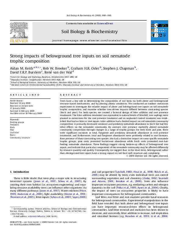 (PDF) Strong impacts of belowground tree inputs on soil nematode ...
