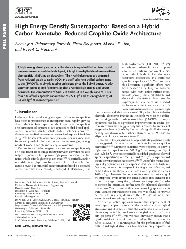 (PDF) High Energy Density Supercapacitor Based on a Hybrid Carbon ...