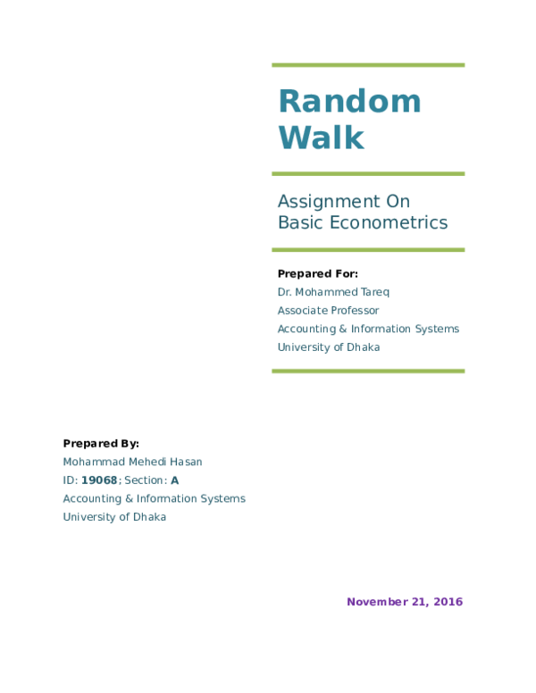 (DOC) Random Walk Assignment On Basic Econometrics