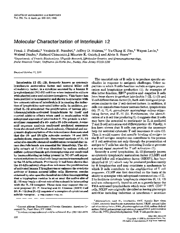 (PDF) Molecular characterization of interleukin 12