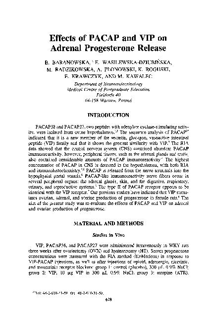 (PDF) Effects of PACAP and VIP on Adrenal Progesterone Release