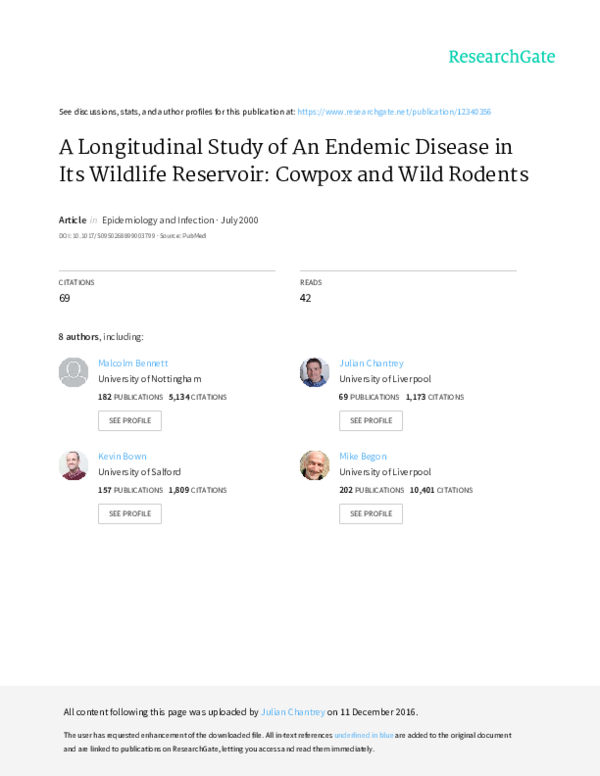 (PDF) A longitudinal study of an endemic disease in its wildlife