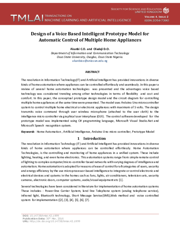(PDF) Design of a Voice Based Intelligent Prototype Model for Automatic ...