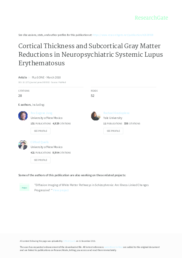 (PDF) Cortical Thickness and Subcortical Gray Matter Reductions in ...