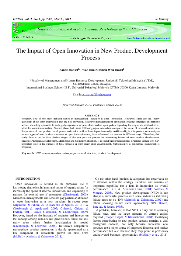 (PDF) The Impact of Open Innovation in New Product Development Process