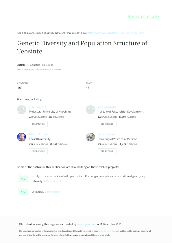 (PDF) Genetic diversity and population structure of North America's ...