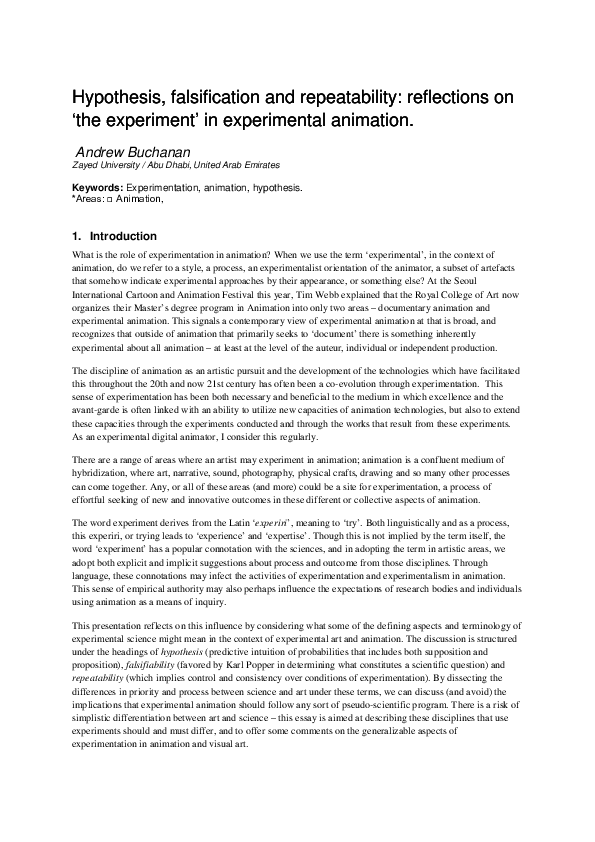 (PDF) Hypothesis, falsification and repeatability: reflections on 'the ...