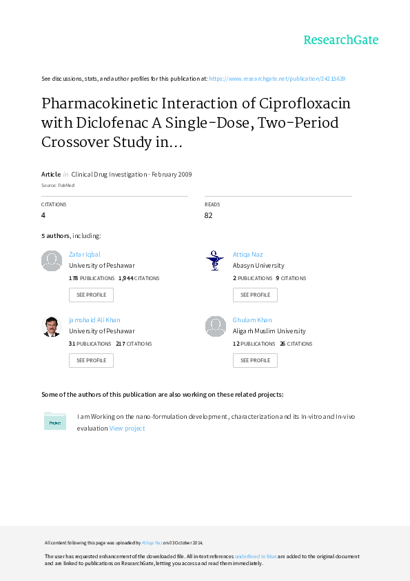 (PDF) Interaction of Ciprofloxacin with Diclofenac A