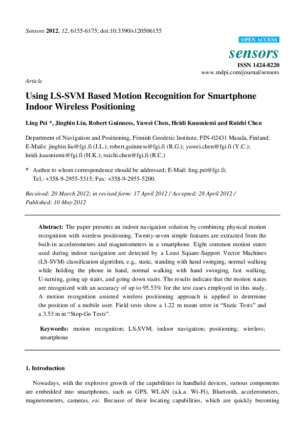 (PDF) Using LS-SVM Based Motion Recognition for Smartphone Indoor ...