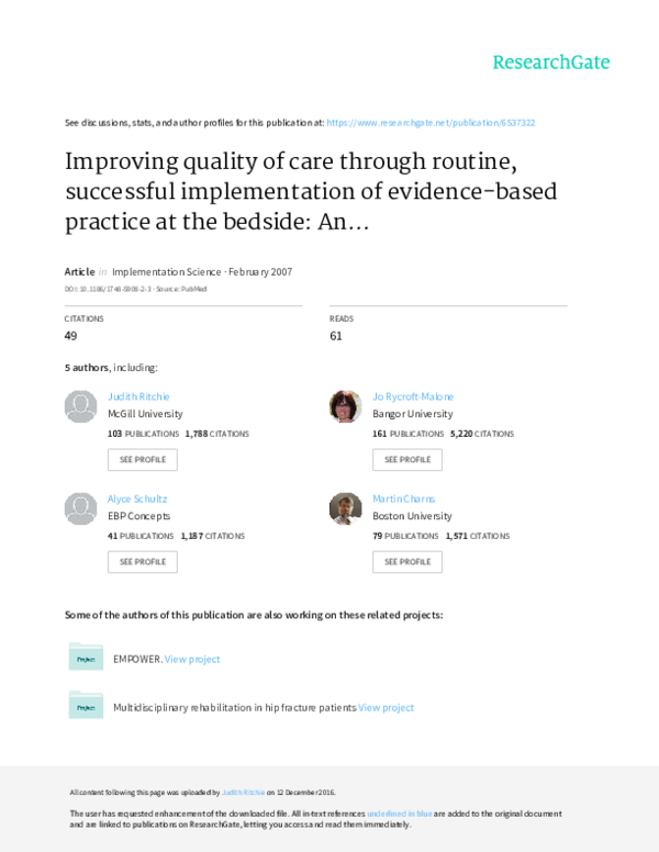 (PDF) Improving quality of care through routine, successful