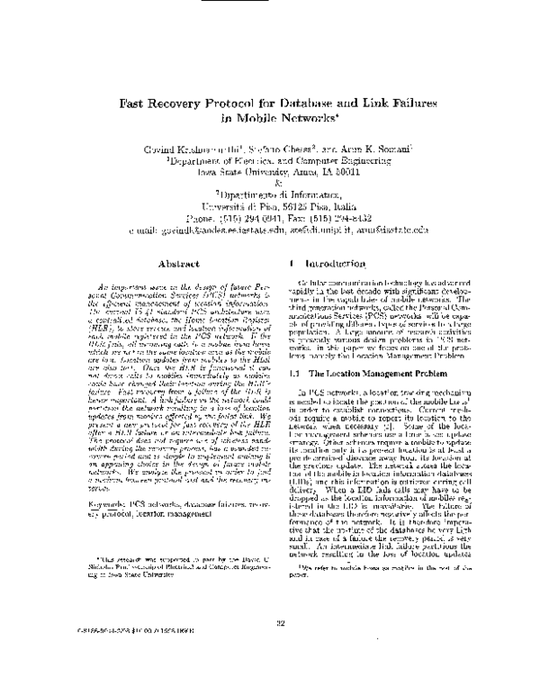 (PDF) Fast Recovery Protocol for Database and Link Failures in Mobile ...