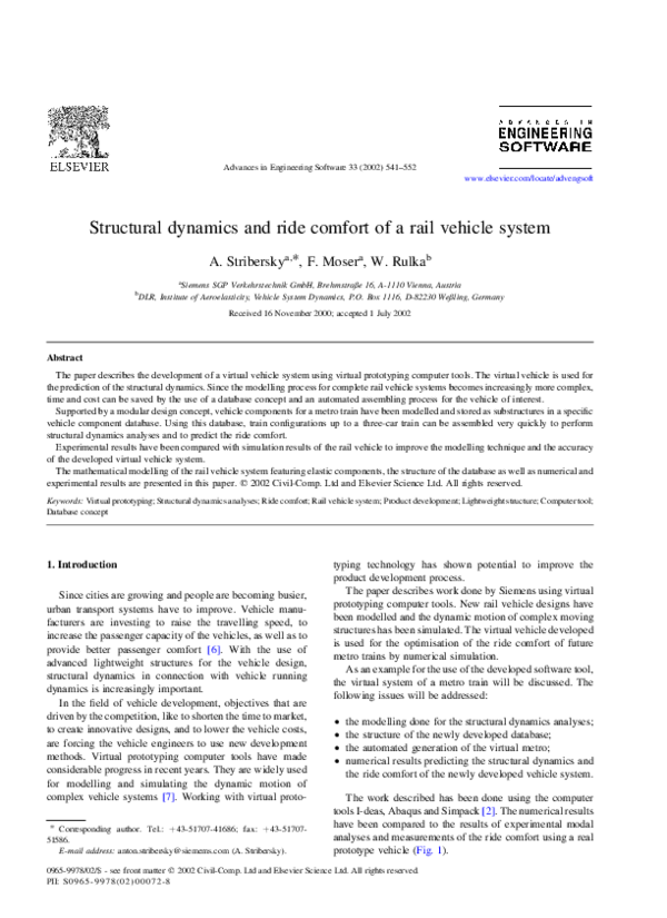 (PDF) Structural dynamics and ride comfort of a rail vehicle system