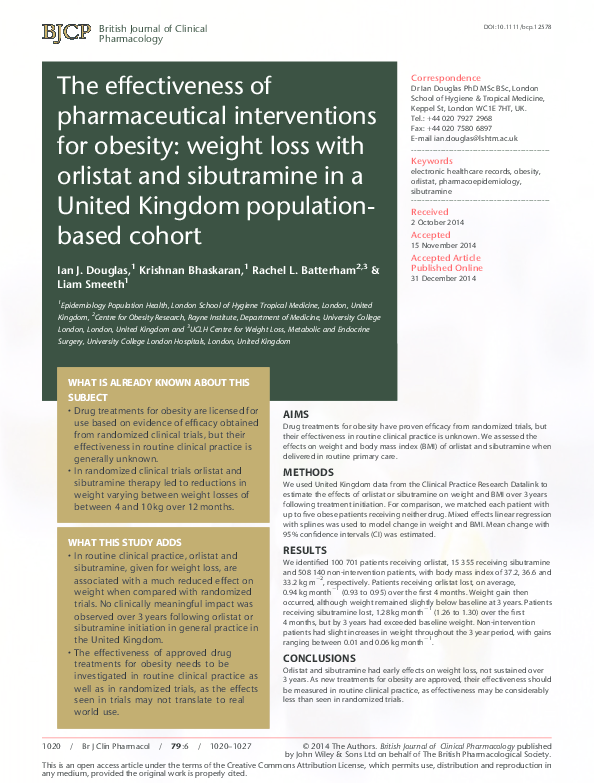 (PDF) The Effectiveness of Pharmaceutical Interventions for Obesity Weight Loss With Orlistat