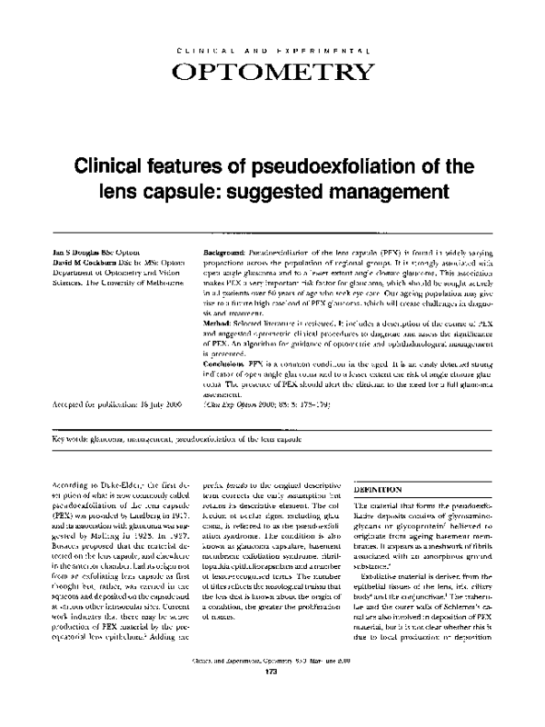 (PDF) Clinical features of pseudoexfoliation of the lens capsule