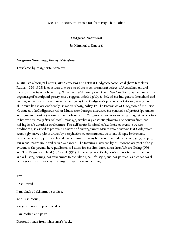 The past oodgeroo noonuccal essay picture