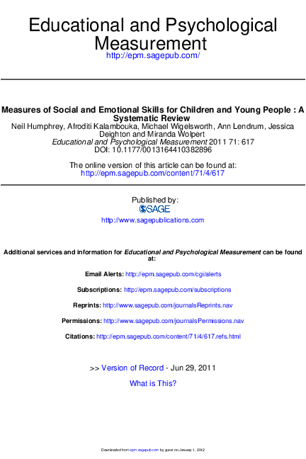 (PDF) Measures of Social and Emotional Skills for Children and Young ...