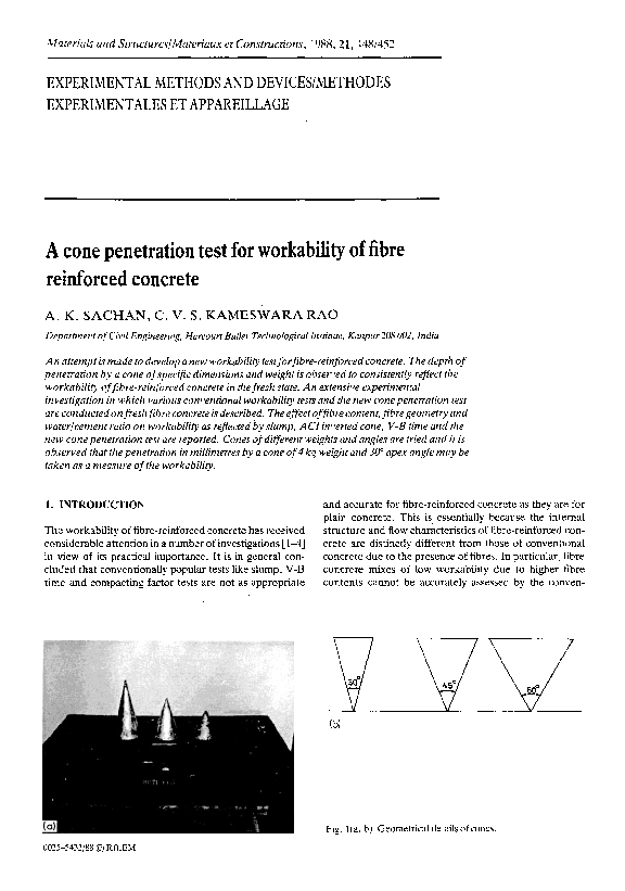 TYPE®️ PDF) A cone penetration test for workability of fibre