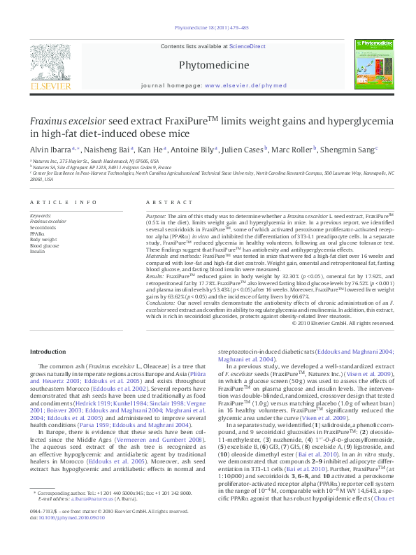(PDF) Fraxinus excelsior seed extract FraxiPure™ limits weight gains ...