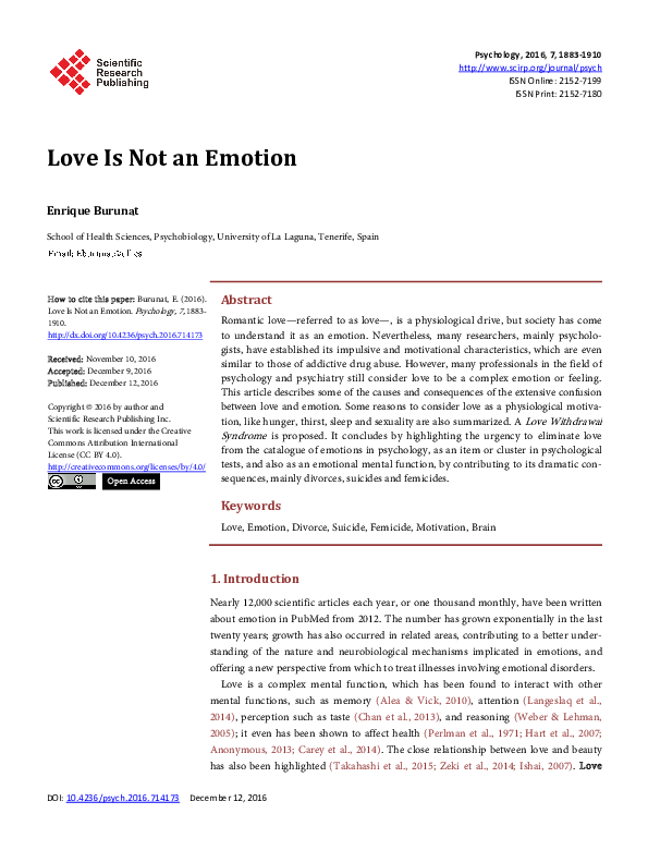 Pdf Love Is Not An Emotion Enrique Burunat Academia Edu