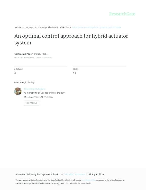 (PDF) An optimal control approach for hybrid actuator system