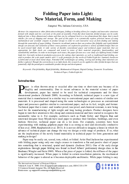 (PDF) Folding Paper into Light New Material, Form, and Making Jiangmei Wu Academia.edu