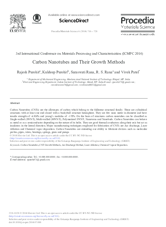 (PDF) Carbon Nanotubes and Their Growth Methods