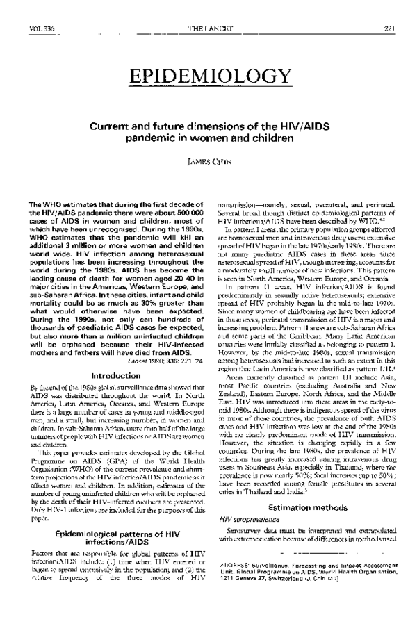 (PDF) Current and future dimensions of the HIV/AIDS pandemic in women ...