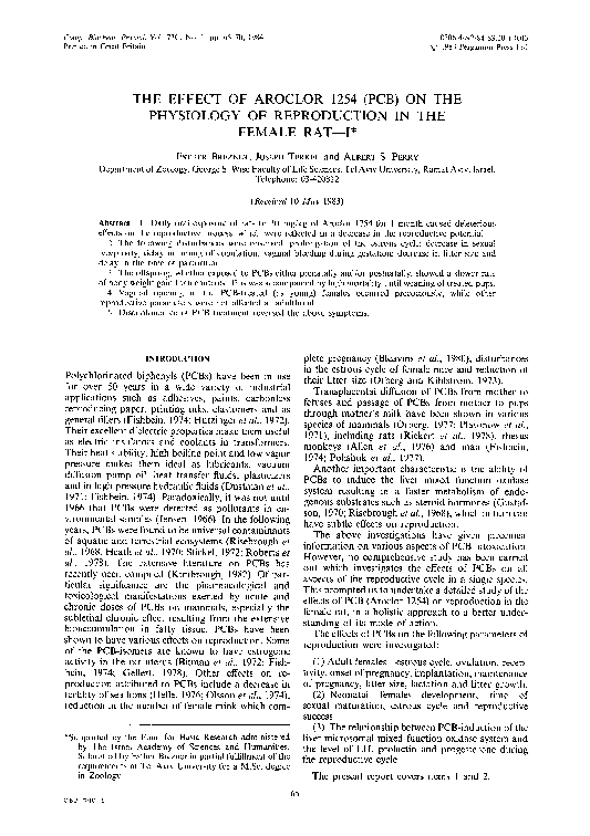 (PDF) The effect of Aroclor 1254 (PCB) on the physiology of ...